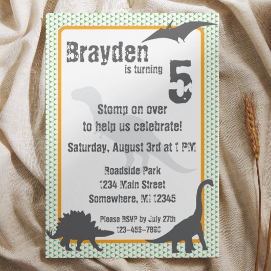 T-Rex Dinosaur Birthday Uitnodiging