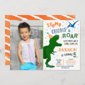 T-Rex Dinosaur Birthday-uitnodigingen Kaart (Voorkant / Achterkant)