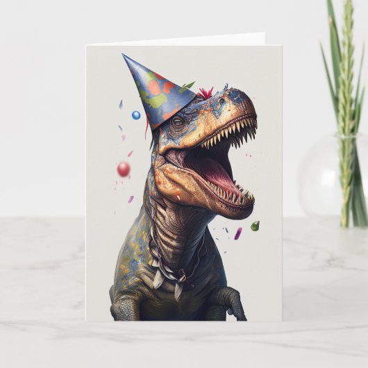 T-Rex Dinosaur Birthday Wenskaart Bedankkaart (Voorkant)