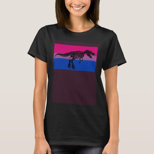 T Rex Dinosaur Bisexual Pride Flag Paleontologist T-shirt (Voorkant)