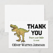 T-REX Dinosaur Boy's Any Age Verjaardag Dank u Bedankkaart (Voorkant / Achterkant)