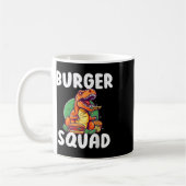 T-rex Dinosaur Burger Squad Hamburger Liefhebbers  Koffiemok (Links)