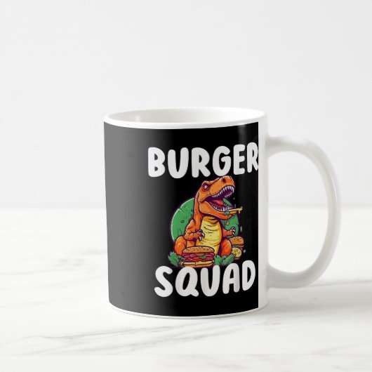 T-rex Dinosaur Burger Squad Hamburger Liefhebbers  Koffiemok (Rechts)