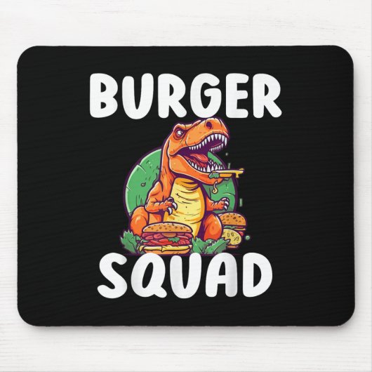 T-rex Dinosaur Burger Squad Hamburger Liefhebbers Muismat (Voorkant)