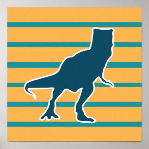 T-rex dinosaur cartoon kleurrijke jongens poster