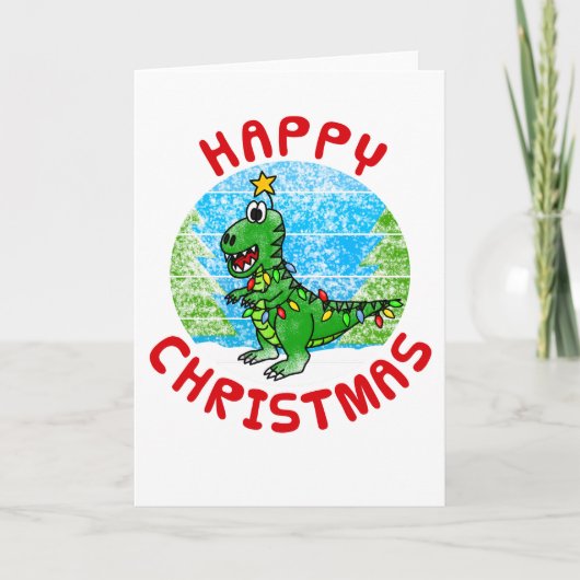 T-Rex Dinosaur Christmas Kaart Funny (Voorkant)