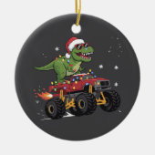 T-Rex Dinosaur Christmas Monster Truck Keramisch Ornament (Voorkant)