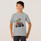 T-Rex Dinosaur Christmas Monster Truck T-shirt (Voorkant volledig)