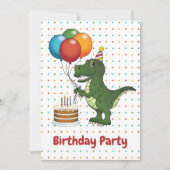 T-rex Dinosaur Colorful Balloons Kind Birthday Kaart (Voorkant)