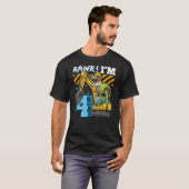 T Rex Dinosaur Construction Hat Excavator 4th Birt T-shirt (Voorkant volledig)