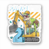 T Rex Dinosaur Construction Pet Excavator 2Nd Birt Sticker (Voorkant)