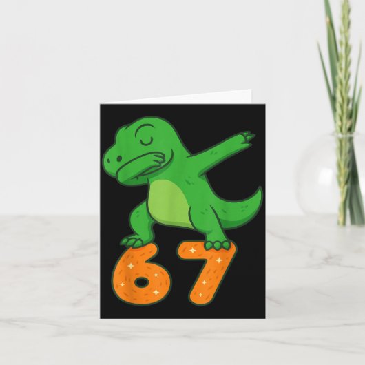 T-rex Dinosaur Dabbing 67 Meme Six Seven Funny  Kaart (Voorkant)