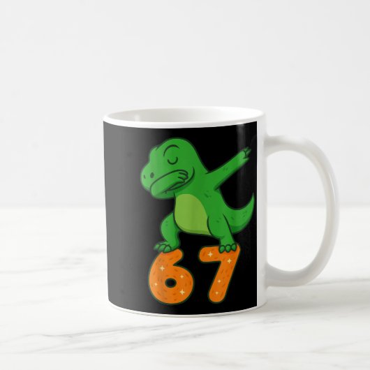 T-rex Dinosaur Dabbing 67 Meme Six Seven Funny  Koffiemok (Rechts)