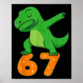 T-rex Dinosaur Dabbing 67 Meme Six Seven Funny  Poster (Voorkant)