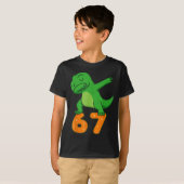 T-rex Dinosaur Dabbing 67 Meme Six Seven Funny  T-shirt (Voorkant volledig)