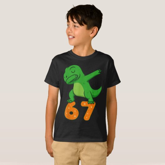 T-rex Dinosaur Dabbing 67 Meme Six Seven Funny  T-shirt (Voorkant volledig)