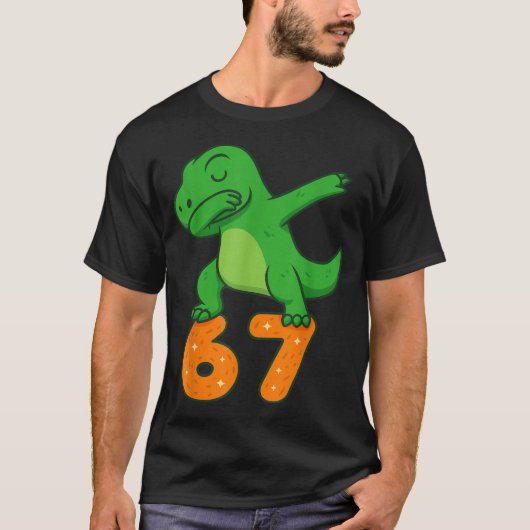 T-rex Dinosaur Dabbing 67 Meme Six Seven Funny  T-shirt (Voorkant)