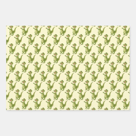T-Rex Dinosaur Design Wrapping Paper Sheets (Voorkant 3)
