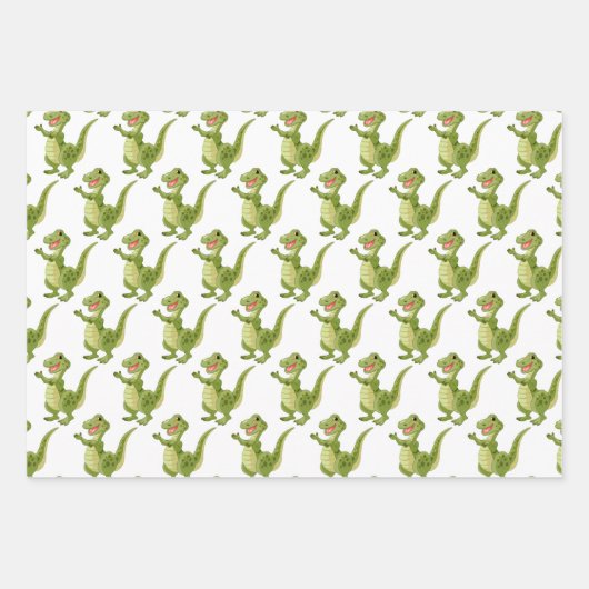 T-Rex Dinosaur Design Wrapping Paper Sheets (Voorkant 2)