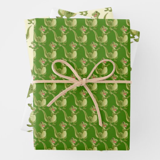 T-Rex Dinosaur Design Wrapping Paper Sheets (In situ)