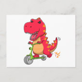 T-rex Dinosaur die een groene scooter leidt Briefkaart (Voorkant)