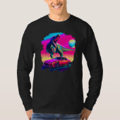 T Rex Dinosaur die sportauto's in Space Tyranno ko T-shirt (Voorkant)