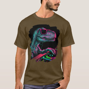 T Rex Dinosaur Dj Record Techno Music Tyrannosauru T-shirt