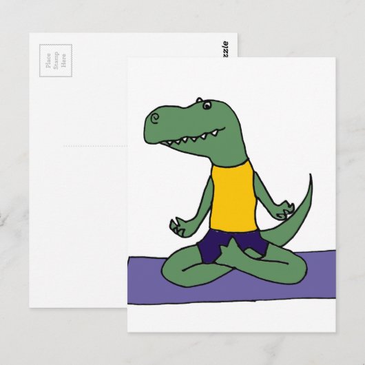 T-Rex Dinosaur Doing Yoga Briefkaart (Voorkant / Achterkant)