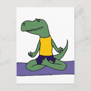 T-Rex Dinosaur Doing Yoga Briefkaart