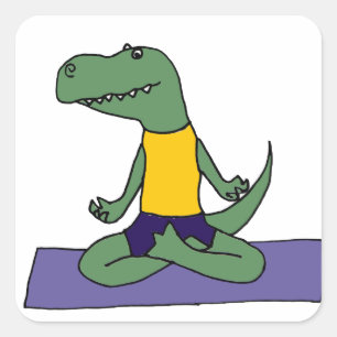 T-Rex Dinosaur Doing Yoga Vierkante Sticker