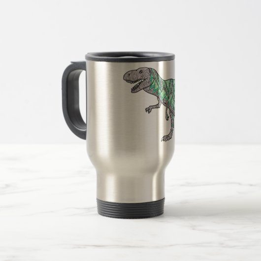 T-Rex Dinosaur Doodle Illustrated Art Reisbeker (Voorkant links)