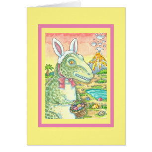 T-REX DINOSAUR EASTER BUNNY WENSKAART Verse