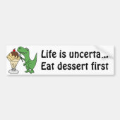T-Rex Dinosaur Eating Ice Cream Sundae Bumpersticker (Voorkant)