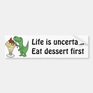 T-Rex Dinosaur Eating Ice Cream Sundae Bumpersticker