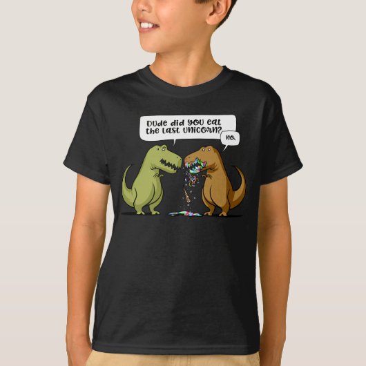 T-Rex Dinosaur. Eet je de laatste Unicorn? T-shirt (Voorkant)