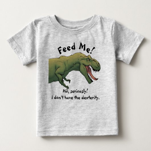 T-Rex Dinosaur Feed Me Baby Outfit One-Piece (Voorkant)