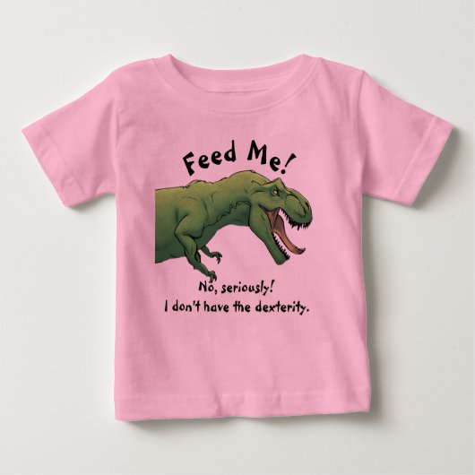 T-Rex Dinosaur Feed Me Baby Outfit One-Piece (Voorkant)