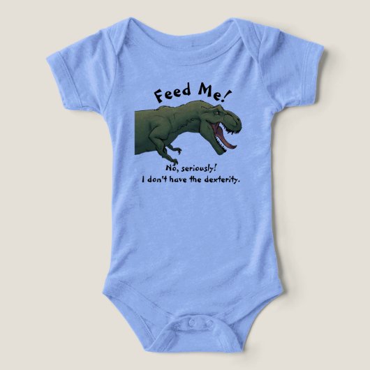 T-Rex Dinosaur Feed Me Baby Outfit One-Piece (Design voorkant)