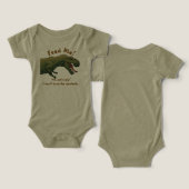 T-Rex Dinosaur Feed Me Baby Outfit One-Piece (Ontwerp Voorkant & Achterkant)