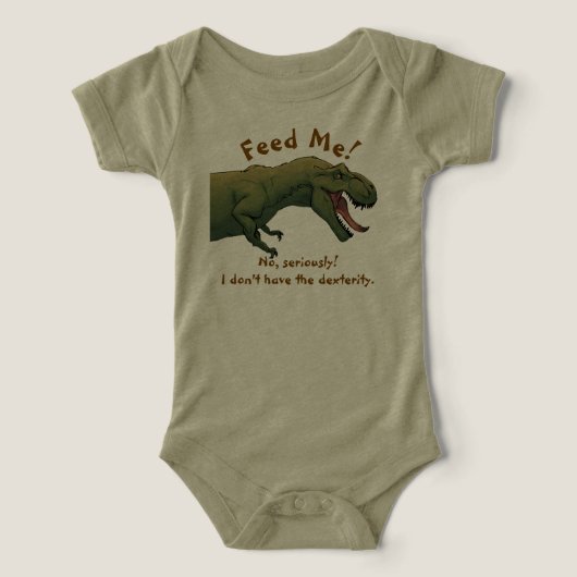 T-Rex Dinosaur Feed Me Baby Outfit One-Piece (Design voorkant)
