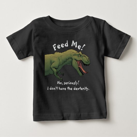 T-Rex Dinosaur Feed Me Baby Outfit One-Piece (Voorkant)