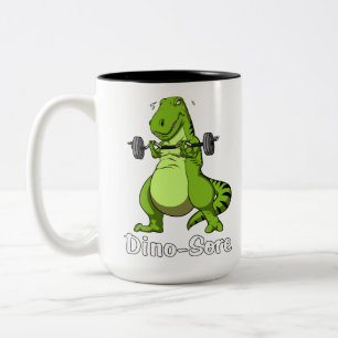 T-Rex Dinosaur Fitness Workout Gym Training Tweekleurige Koffiemok