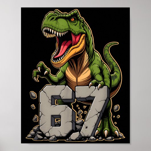 T-rex Dinosaur Funny Six Seven Meme Cool Tyrannosa Poster (Voorkant)