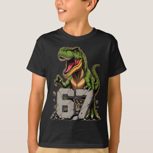 T-rex Dinosaur Funny Six Seven Meme Cool Tyrannosa T-shirt (Voorkant)