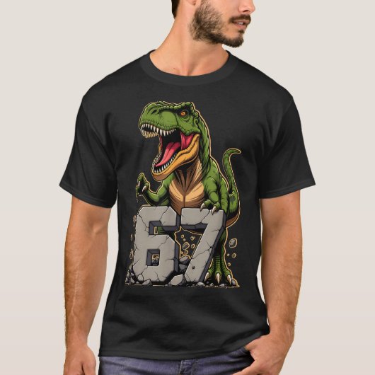 T-rex Dinosaur Funny Six Seven Meme Cool Tyrannosa T-shirt (Voorkant)