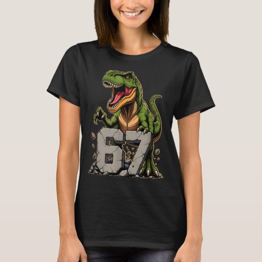 T-rex Dinosaur Funny Six Seven Meme Cool Tyrannosa T-shirt (Voorkant)