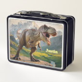 T-Rex Dinosaur Gepersonaliseerde Metalen Lunchbox (Achterkant)