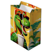 T-Rex Dinosaur Grappig Medium Cadeauzakje (Voorkant Gekanteld)