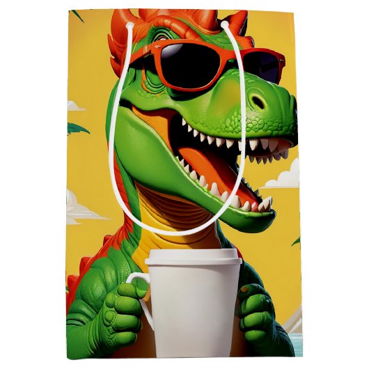 T-Rex Dinosaur Grappig Medium Cadeauzakje (Voorkant)