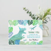 T-Rex Dinosaur Greenery Birthday Bedankkaart (Staand voorkant)